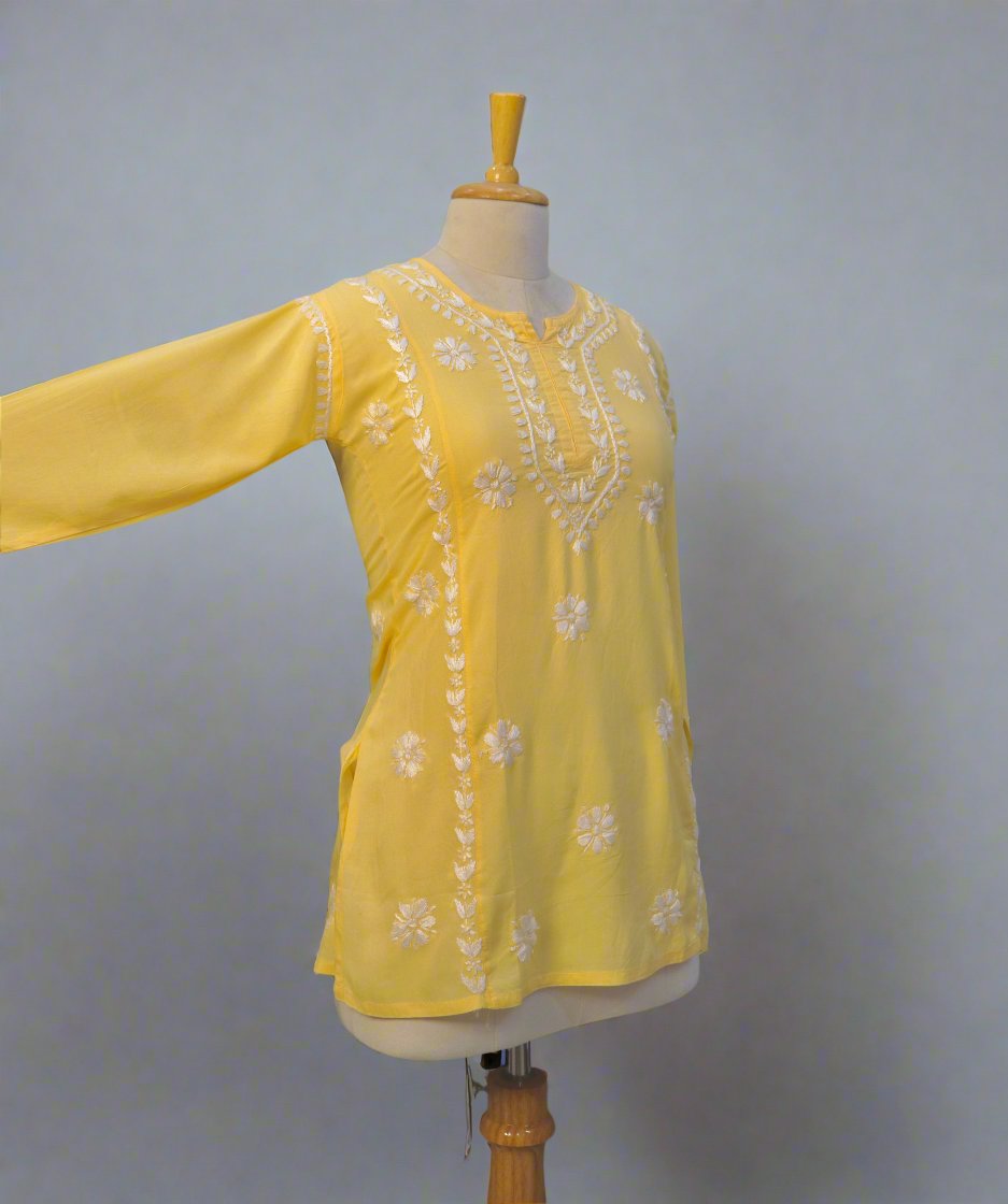 Alnoora Hand Embroidered Modal Lucknowi Chikankari Short Kurti