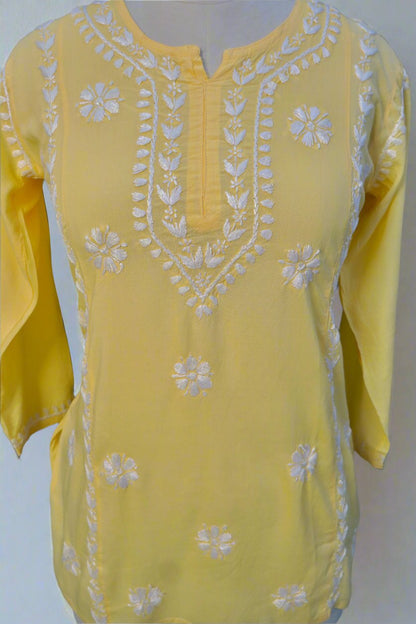 Alnoora Hand Embroidered Modal Lucknowi Chikankari Short Kurti