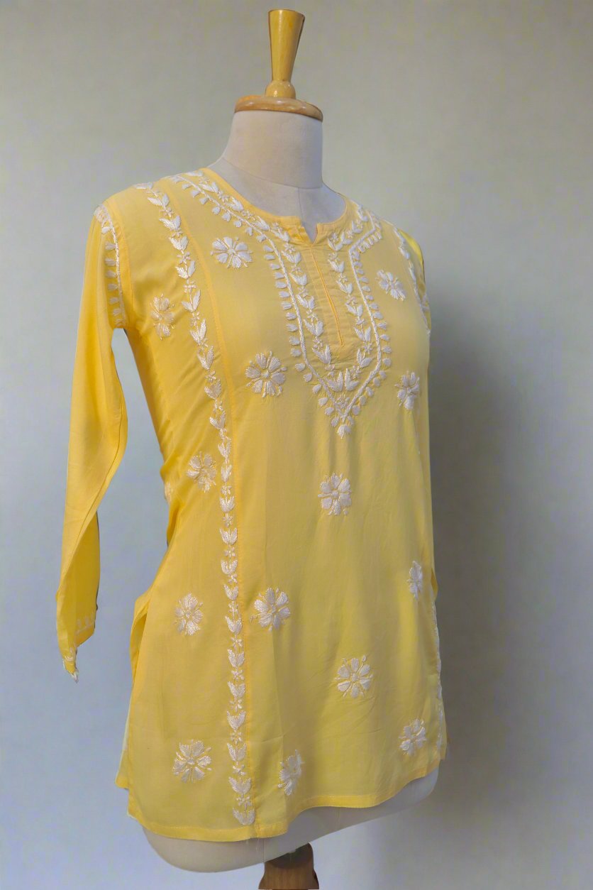 Alnoora Hand Embroidered Modal Lucknowi Chikankari Short Kurti