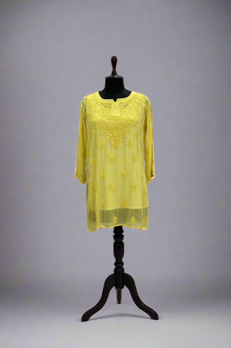 Alnoora Hand Embroidered Viscous Lucknowi Chikankari Short Kurti